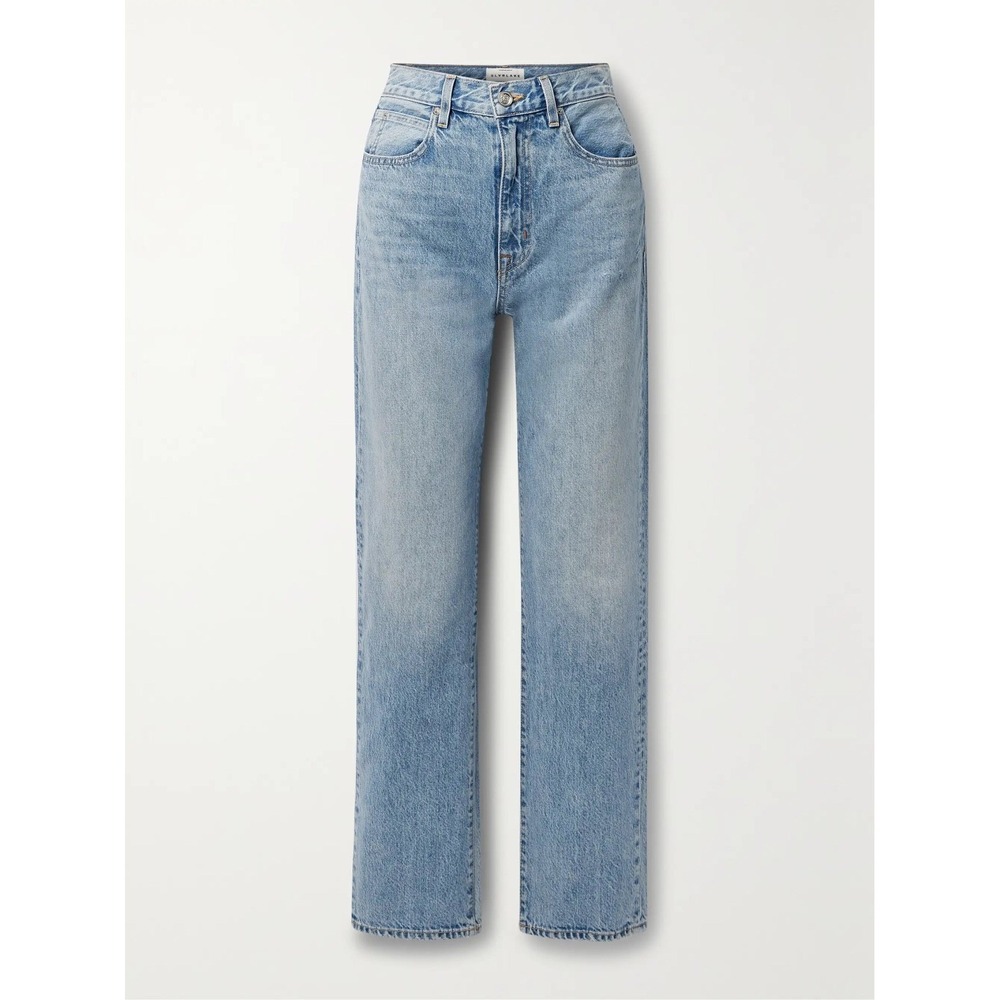 SLVR LAKE London Jean High Rise Straight Leg Light Wash Denim Size 26